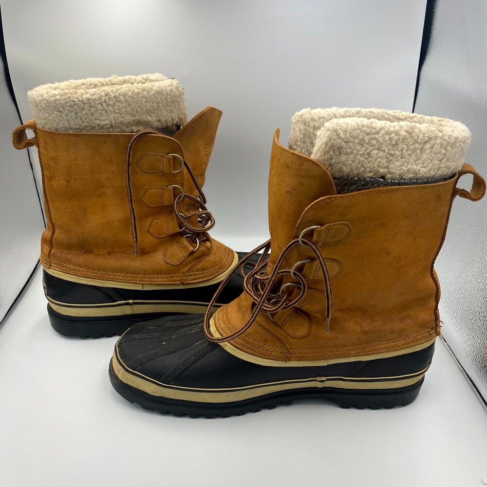 Snowland 36205W Men’s 12 Boots Black Brown Nubuck Sheepskin Lined Snow Boots